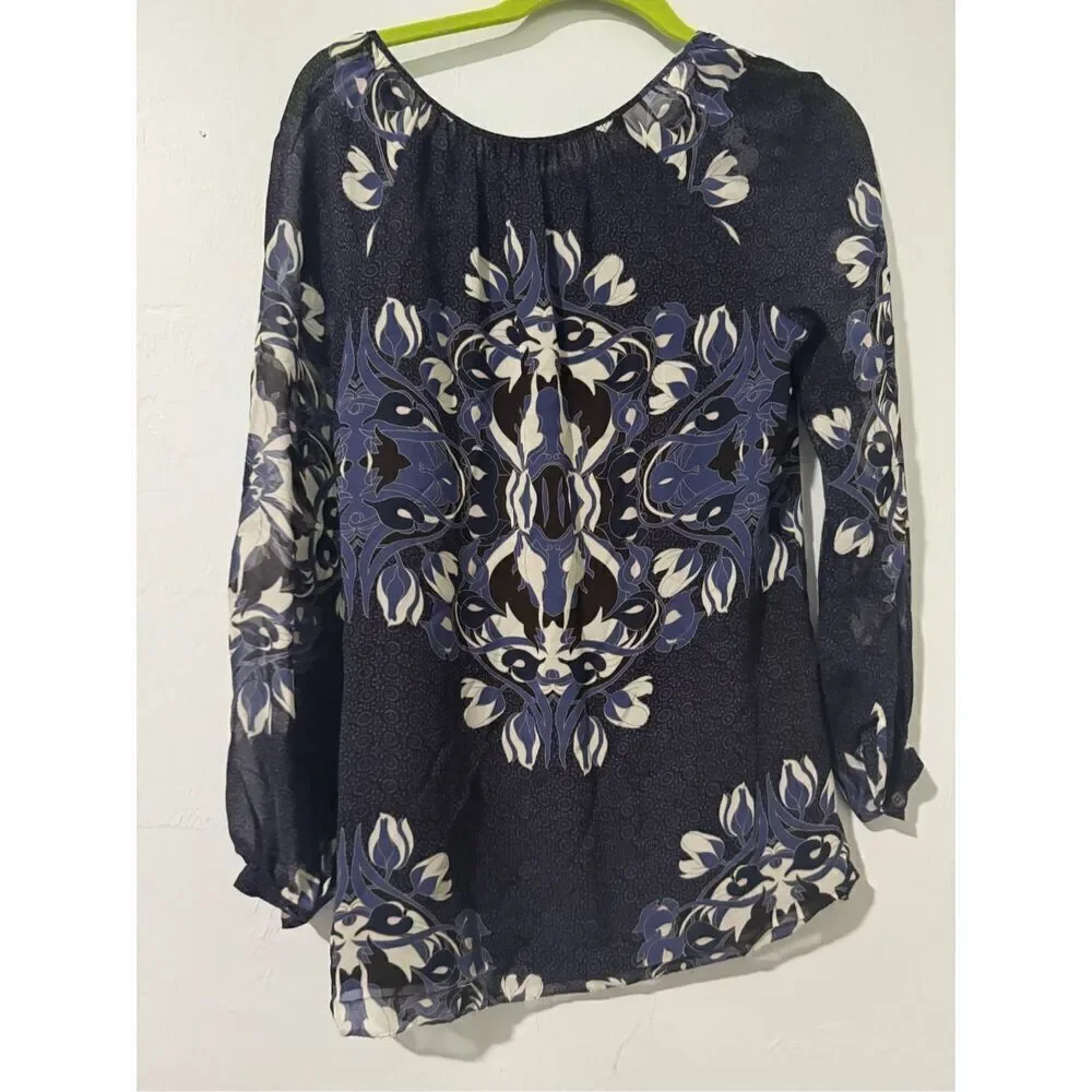 Tory Burch Lisa floral medallion  print 100% silk blouse 2